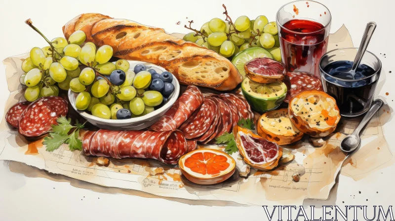 Delicious Still Life: Food Variety Painting AI Image
