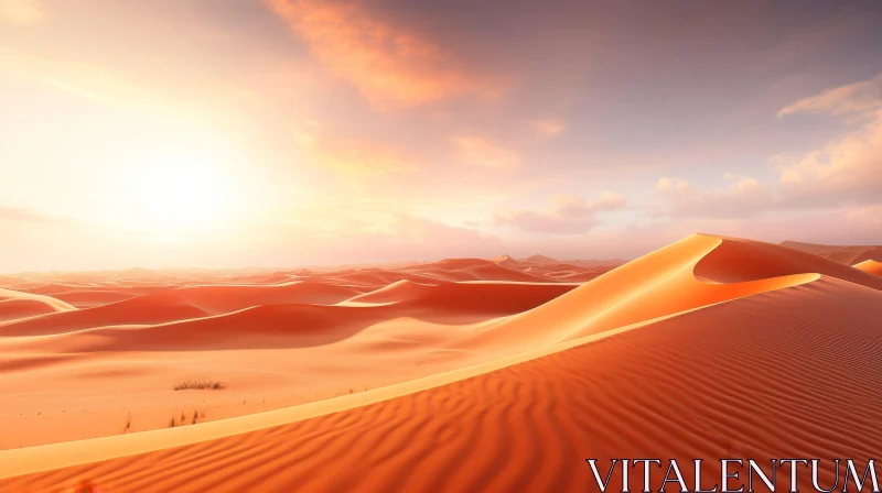 Golden Sand Dunes in Desert - Serene Landscape AI Image