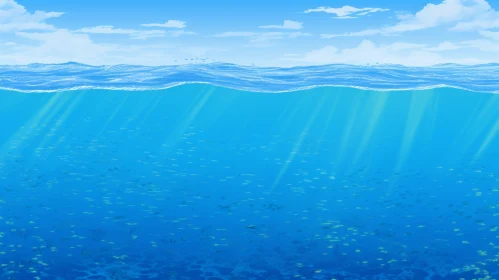 Underwater Scene Digital Painting | Sunlight and Fish