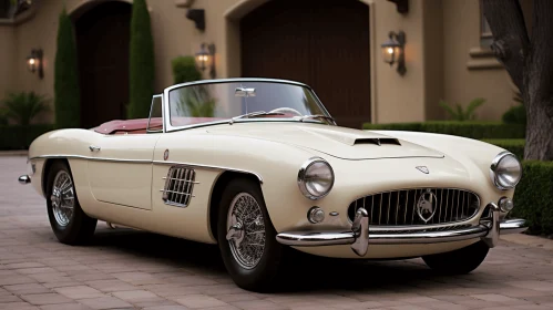 Vintage Sports Car Parked by Driveway for Residential Dwelling