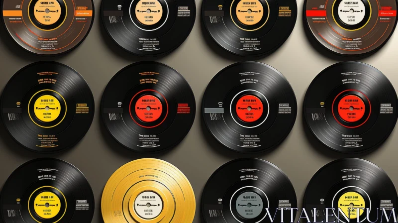 AI ART Vinyl Records Wall Art - Symmetric Grid of Musical Memories