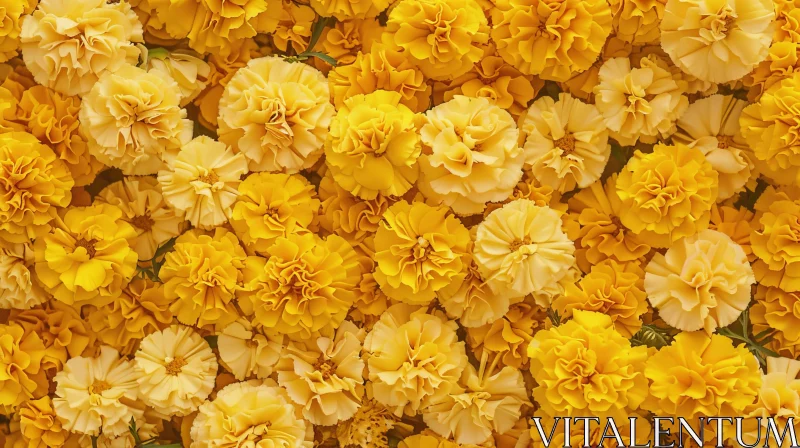 AI ART Yellow Marigold Field - Bright Floral Bloom