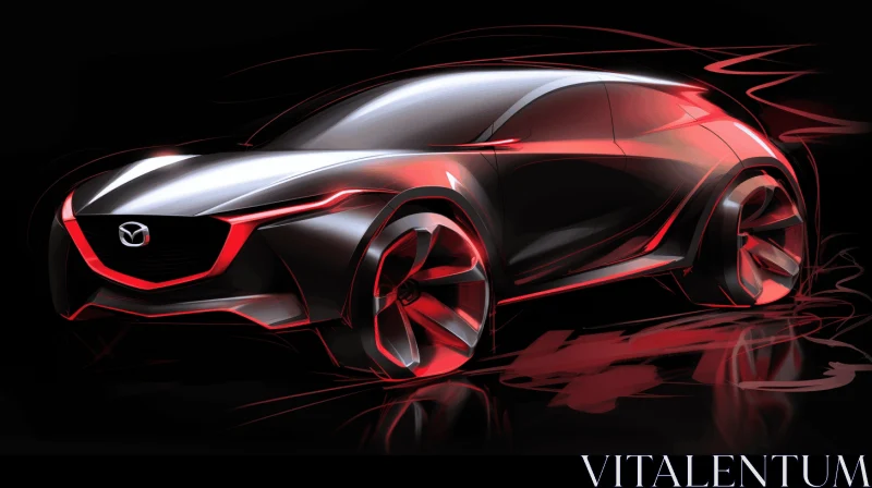 AI ART Captivating Concept Car in Black and Red | Fluid Dynamic Brushwork