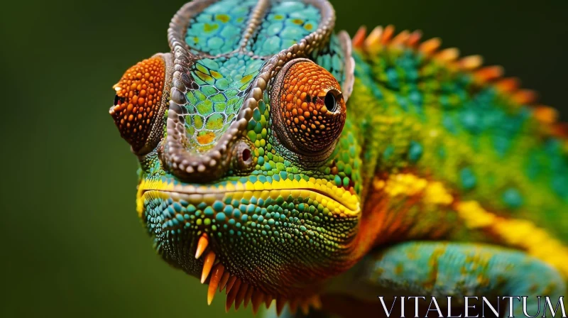 AI ART Colorful Chameleon Close-Up in Nature