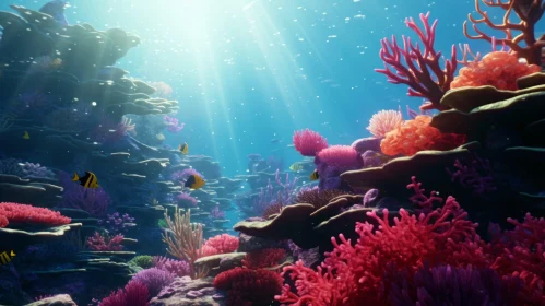 Enchanting Coral Reef Underwater Scene with Colorful Fish