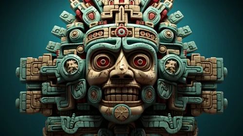 Mayan Stone Mask with Turquoise Patina