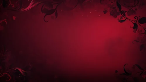 Red Floral Background with Black Pattern