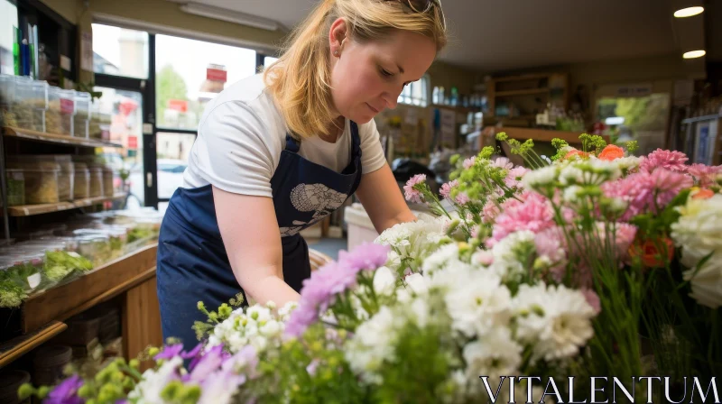 AI ART Woman arranging flowers in a flower shop