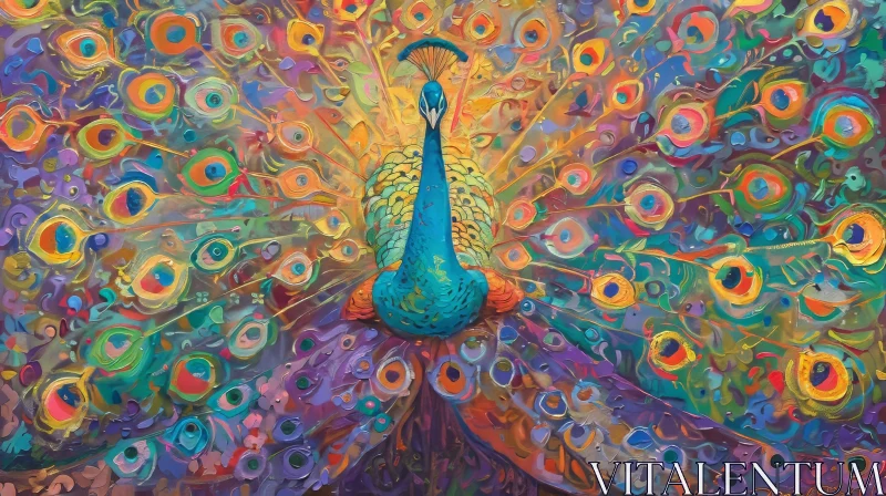 AI ART Colorful Peacock Painting - Nature Artwork