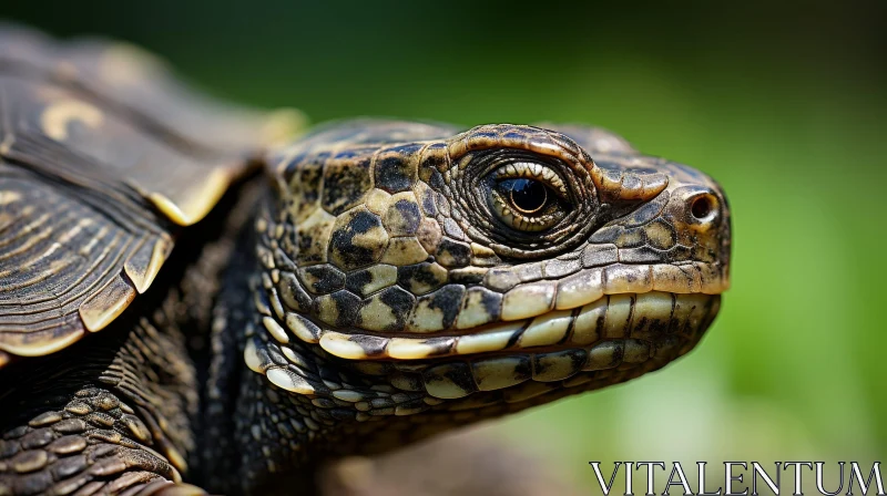 Detailed Turtle Close-Up in Natural Setting AI Image