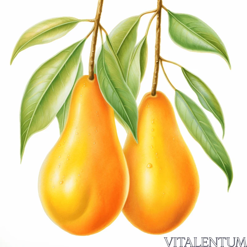 Exquisite Yellow Pears: A Delightful Artistic Composition AI Image
