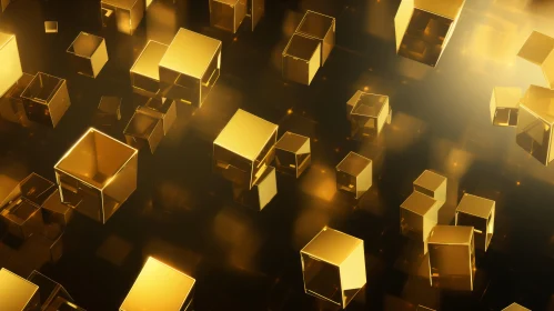 Golden Cubes Geometric Pattern Art