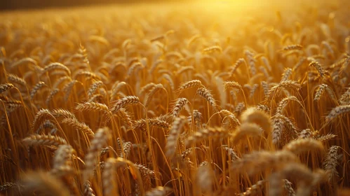 Golden Wheat Field Under Bright Sunlight