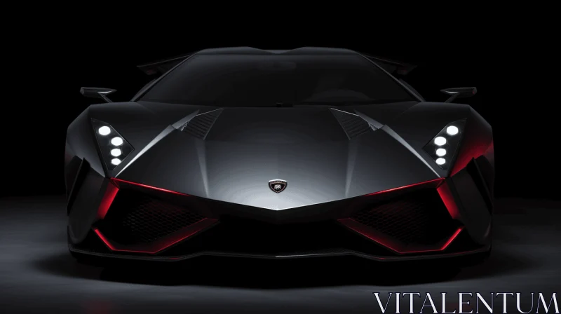 Lamborghini Super Sports Car in Dark Room | Neo-Dada Style AI Image