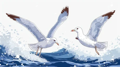 Seagulls Flying Over Sea | Beautiful Nature Scene