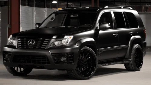 Black SUV with Chrome Exhaust - A Monochromatic Tonalist Masterpiece