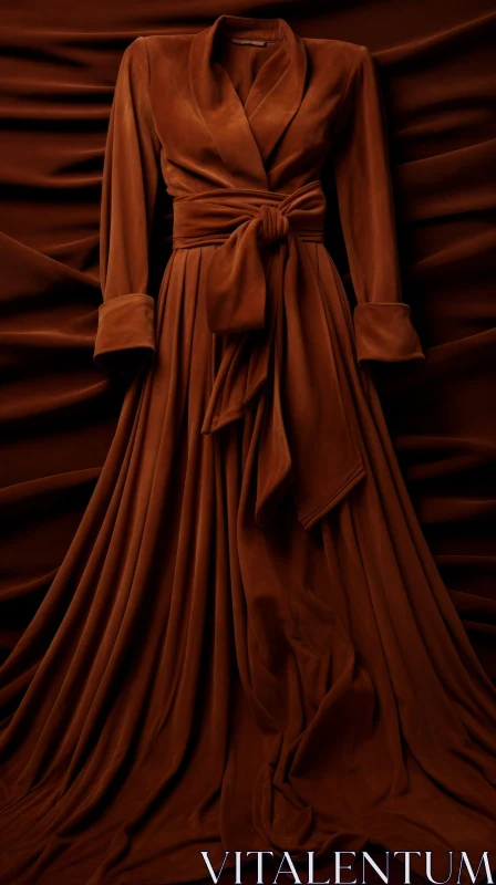 AI ART Brown Velvet Dress on Crumpled Background