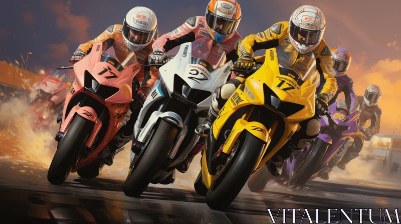 High-Speed Motorcycle Racing Competition AI Image