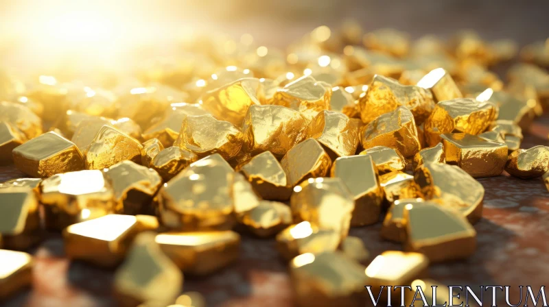 Intriguing 3D Render of Gold Nugget Pile AI Image