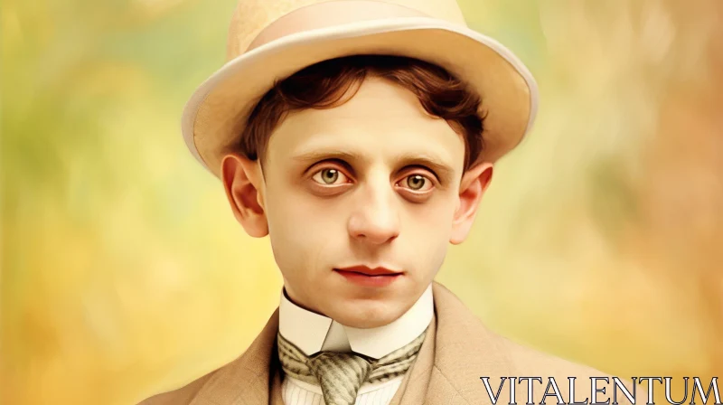 AI ART Serious Young Man Portrait in Hat and Suit