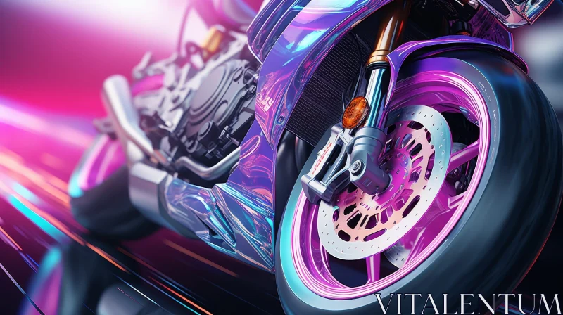 Sleek and Powerful Futuristic Motorcycle in Pink and Purple AI Image