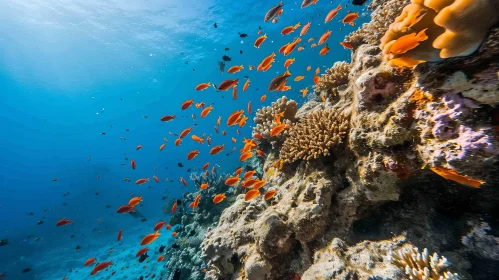 Underwater Coral Reef with Colorful Fish - Sunlit Beauty