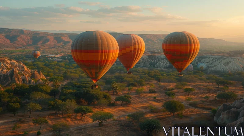 Cappadocia Hot Air Balloons Over Valley - Turkey Landscape View AI Image