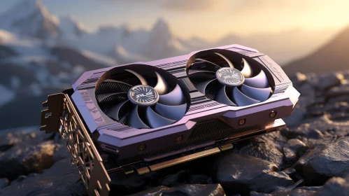 Computer Graphics Card on Mountainous Background