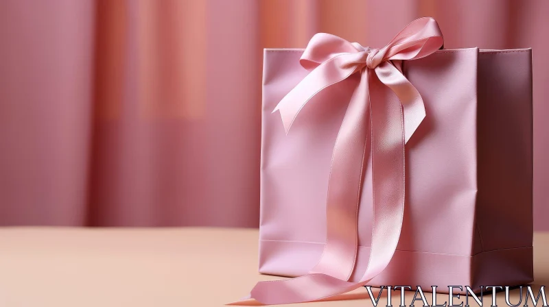 Elegant Pink Gift Bag with Satin Ribbon Bow AI Image
