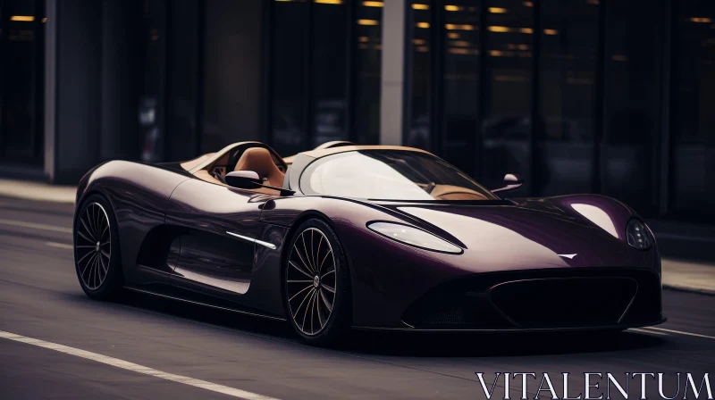 Luxury Dark Purple Sports Car on Asphalt Road AI Image