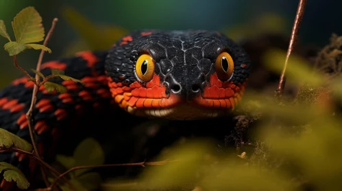 Red-Headed Krait Snake Close-Up