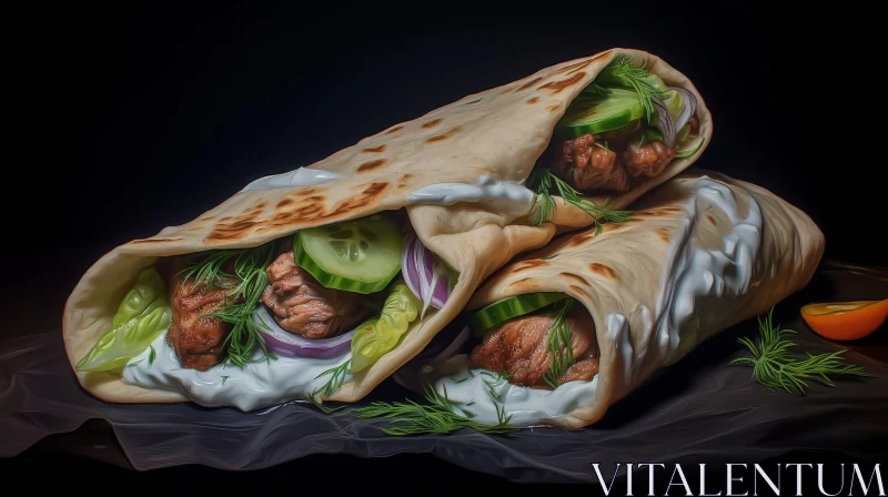 Delicious Doner Kebab: A Mouth-Watering Visual Treat AI Image