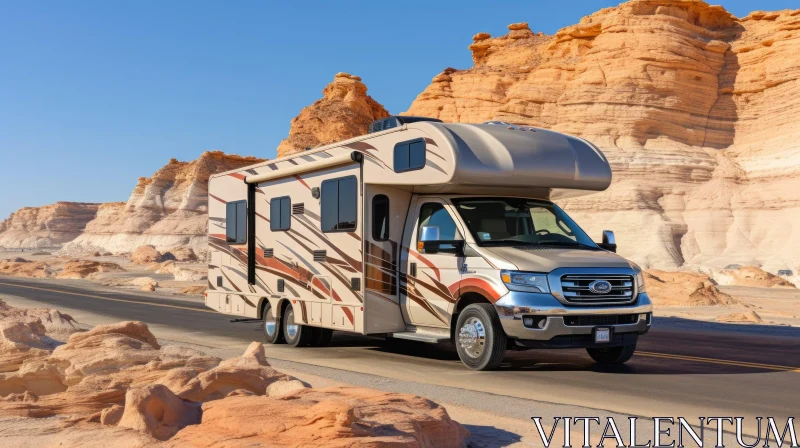 AI ART Desert Road Adventure: Large Recreational Vehicle (RV)
