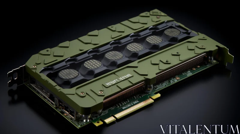 Fictional Military-Grade Green Graphics Card Render AI Image