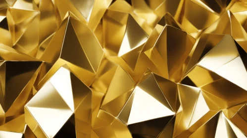 Golden Crystal Structure 3D Rendering