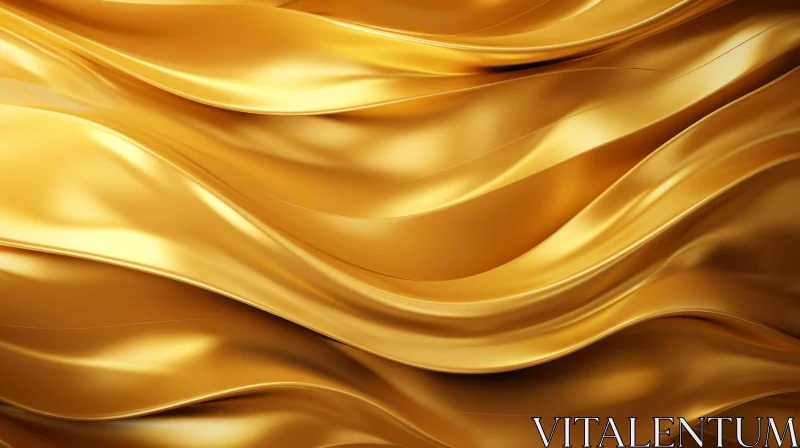 Golden Wavy Surface - Luxurious 3D Rendering AI Image