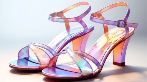 Iridescent High Heels with Ankle Straps - Fashion Statement