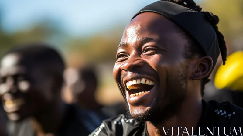Joyful African Man Portrait Outdoors AI Image
