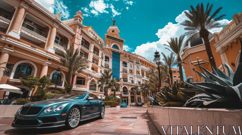 Luxury Blue Bentley Continental GT at Wynn Las Vegas AI Image