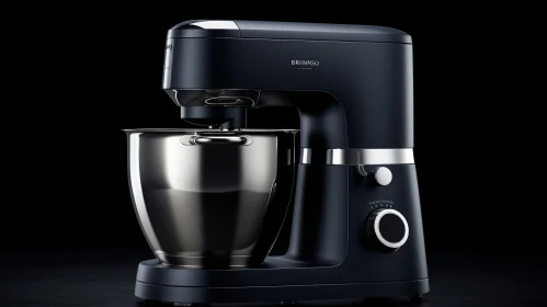 Modern Black Stand Mixer with Stainless Steel Bowl