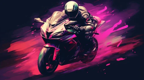 Motorcyclist Digital Painting - Comic Style Artwork