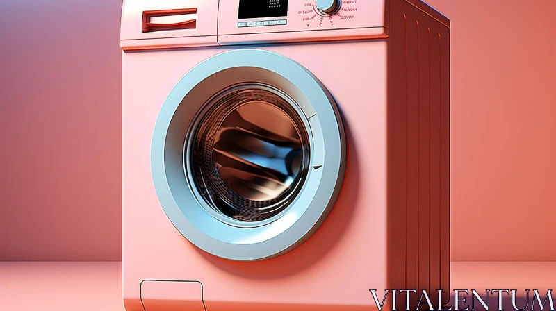 Pink Front-Loading Washing Machine with Digital Control Panel AI Image