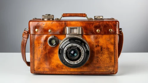 Vintage Camera in Brown Leather Case
