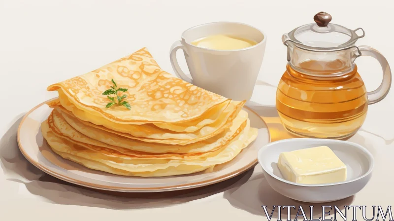 Delicious Pancakes with Maple Syrup and Butter AI Image