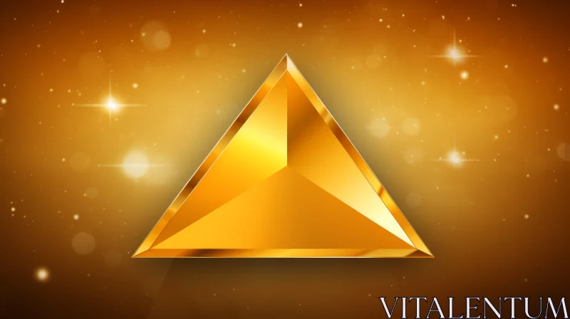 Gold Triangle 3D Rendering on Dark Background AI Image