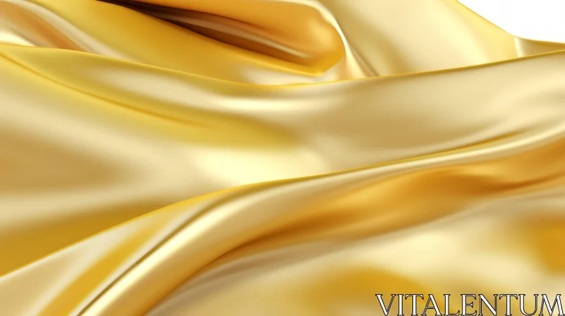 Golden Silk Fabric Texture with Smooth Waves AI Image