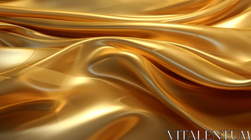 Luxurious Golden Silk Fabric with Flowing Waves AI Image