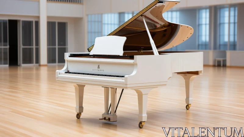 AI ART White Grand Piano in Serene Room
