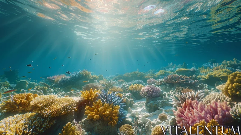 AI ART Exquisite Coral Reef Under Blue Sky