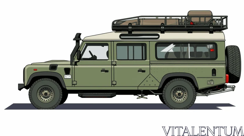 Minimalistic Land Rover Defender Illustration | Subtle Earthy Tones AI Image